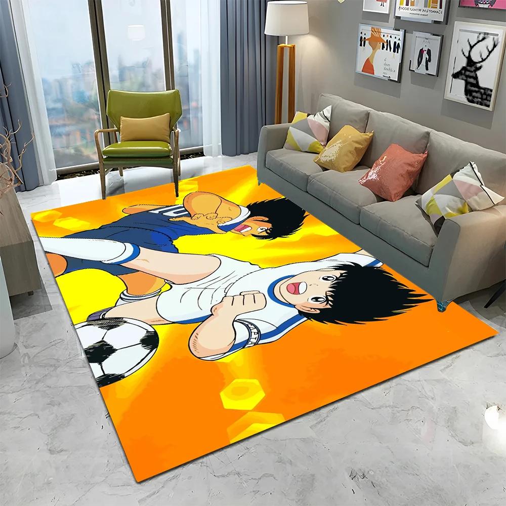 Anime Captain Tsubasa Fußball Cartoon Teppich für Zuhause Wohnzimmer Schlafzimmer Sofa Fußmatte Dekor, Kinder Teppich Rutschfeste Bodenmatte