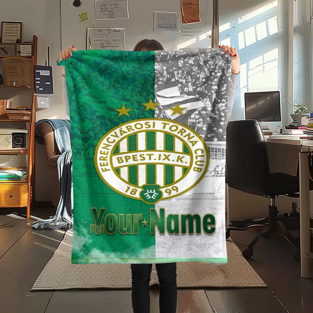 1 Stück Ferencv Rosi Torna Club Fahne Benutzerdefinierter Name Gemustert Flanell Decke Geeignet für Alle Jahreszeiten Für Heimdeko Wärme Und Komfort Geschenke Feiertagsgeschenk