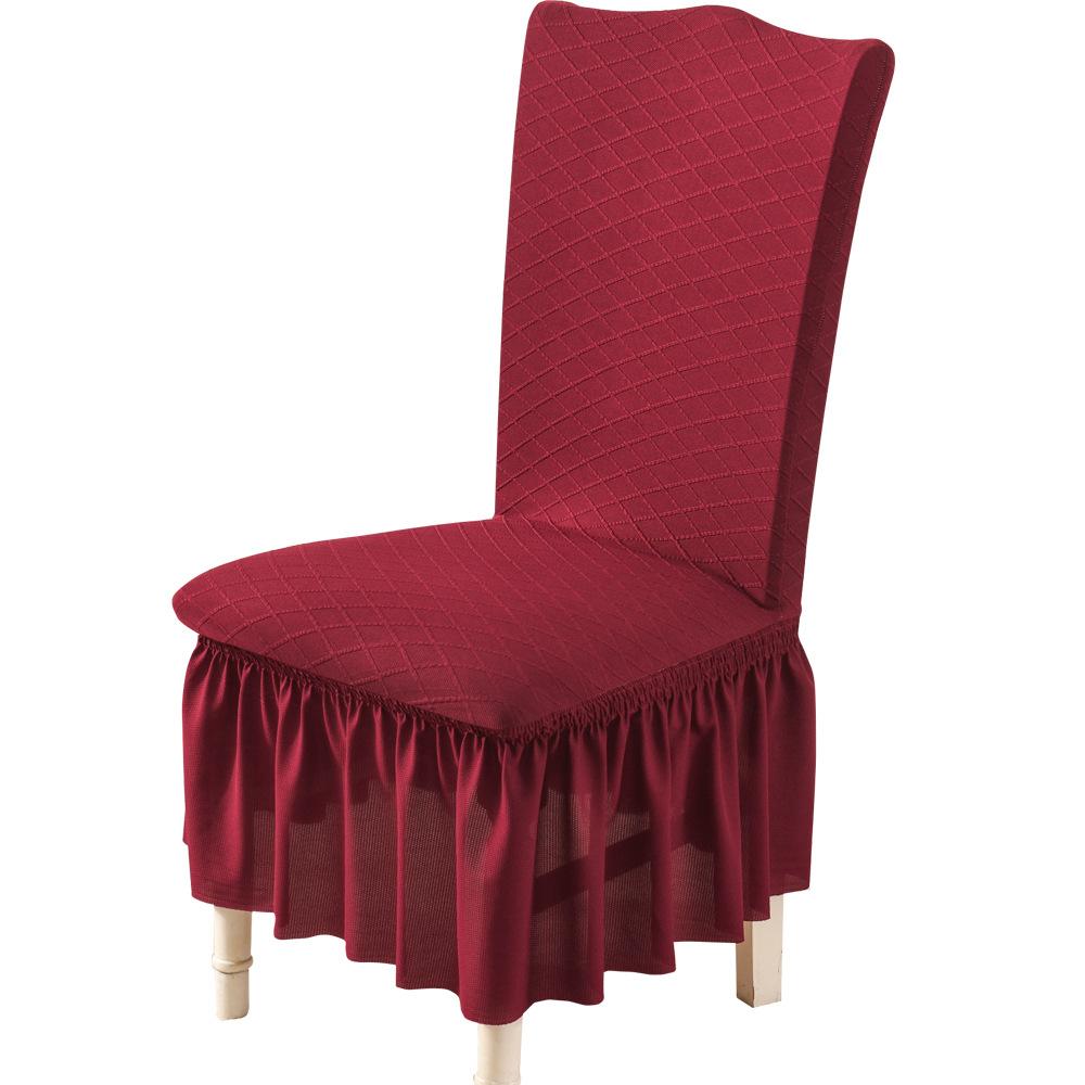 Knitted Jacquard Fabric Chair Cover Universal Lace Skirt Banquet Stretch Dining Table and Chair Covers
