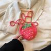 Cute Handmade Strawberry Crossbody Bag Two-Tone Woven Design Crochet Woven Bag Mini Size Crochet Yarn Women's Bag for Women