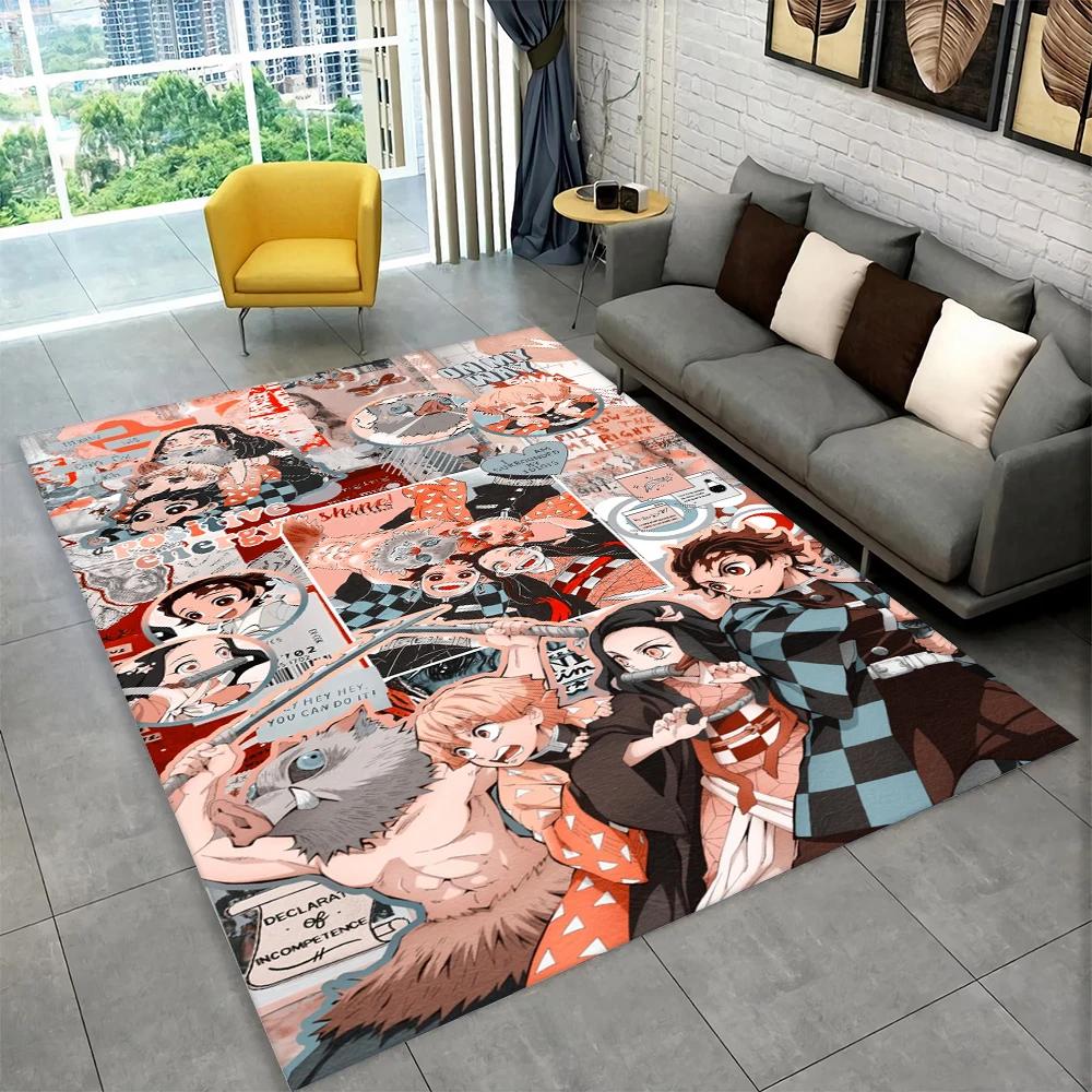 Anime Kamado Nezuko Demon Slayer Area Rug,Carpet Rug for Living Room Children Bedroom Sofa Doormat Decor,Kid Non-slip Floor Mat