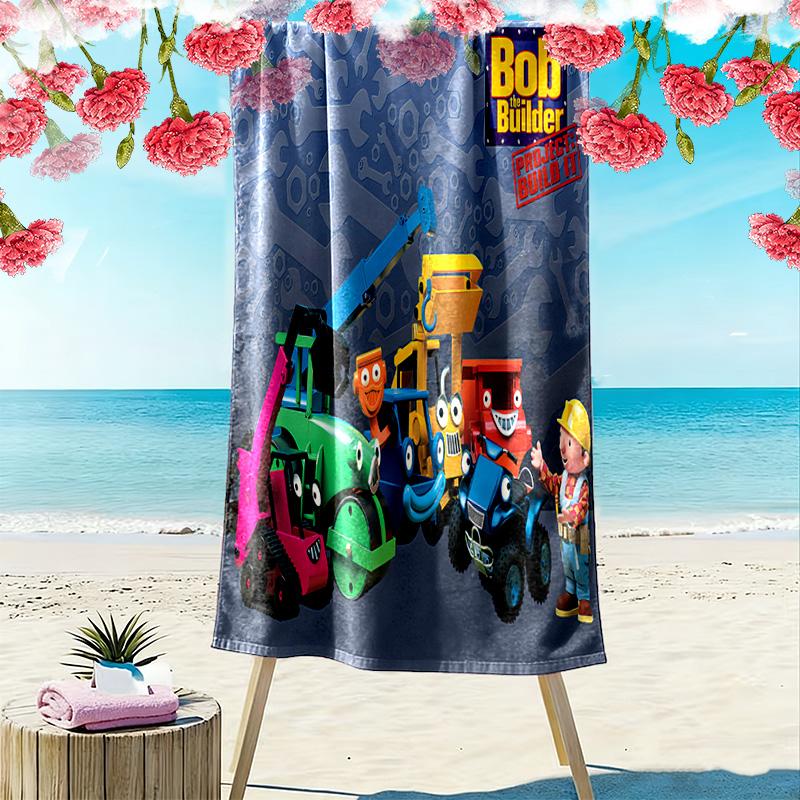 Bob der Baumeister Print Strandtuch, Großes Weiches Schnelltrocknendes Handtuch für Strand Camping Schwimmen