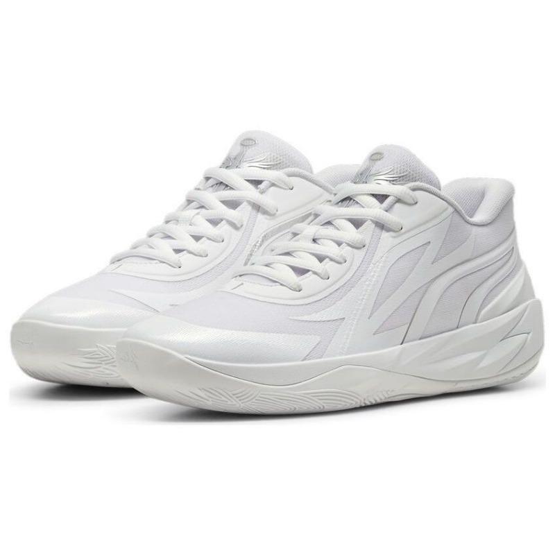 PUMA MB.02 Men Round Toe Lace Up Cushioned Low Top Basketball Shoes White 379419-01