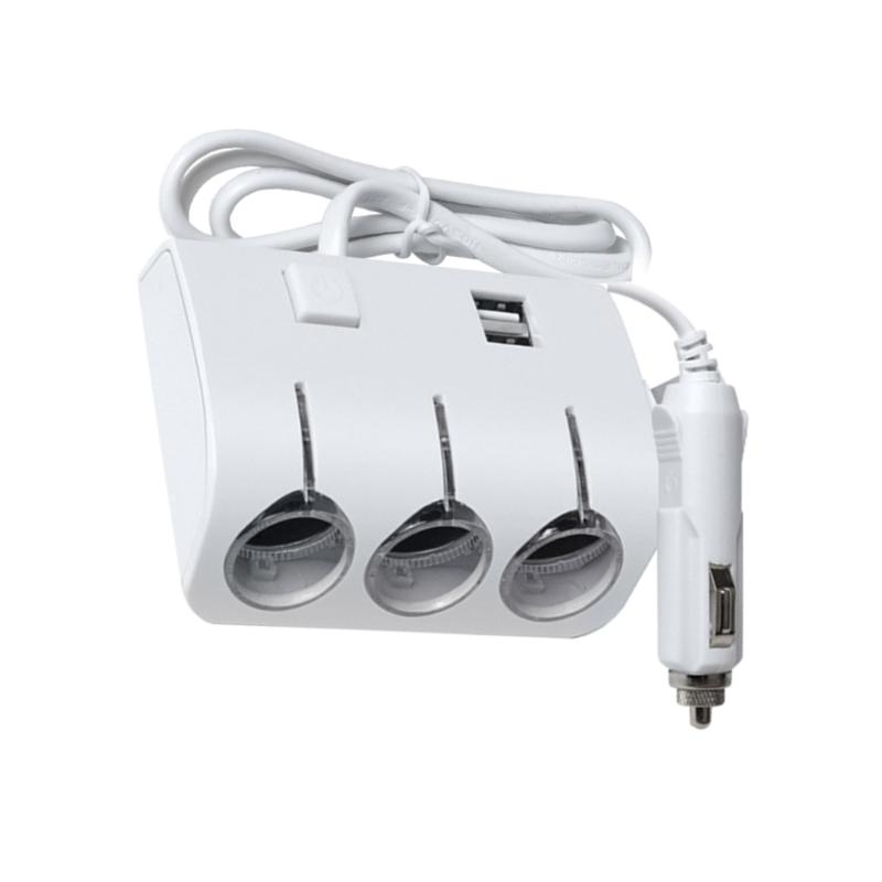 Car Cigarette Socket Splitters 2 USB Extension Cord Cable Adapter