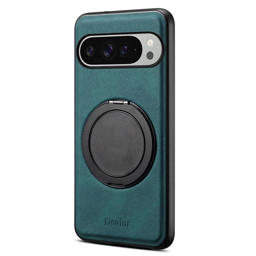 DENIOR A14 For Google Pixel 9 Pro XL Magnetic Case Rotary Kickstand Leather PC TPU Phone Cover