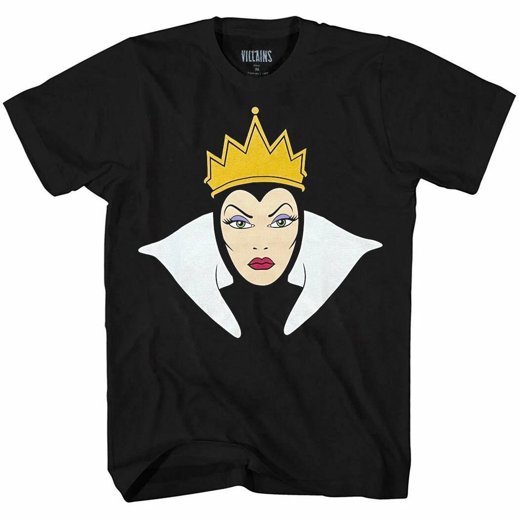 Disney Villains Evil Queen Face 100% Cotton T-shirt Mens Tees Top 4XL