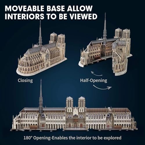 Cubic Fan 3D Puzzle Craft Kit, Notre Dame Cathedral, MC260h, No Glue or Tools Required
