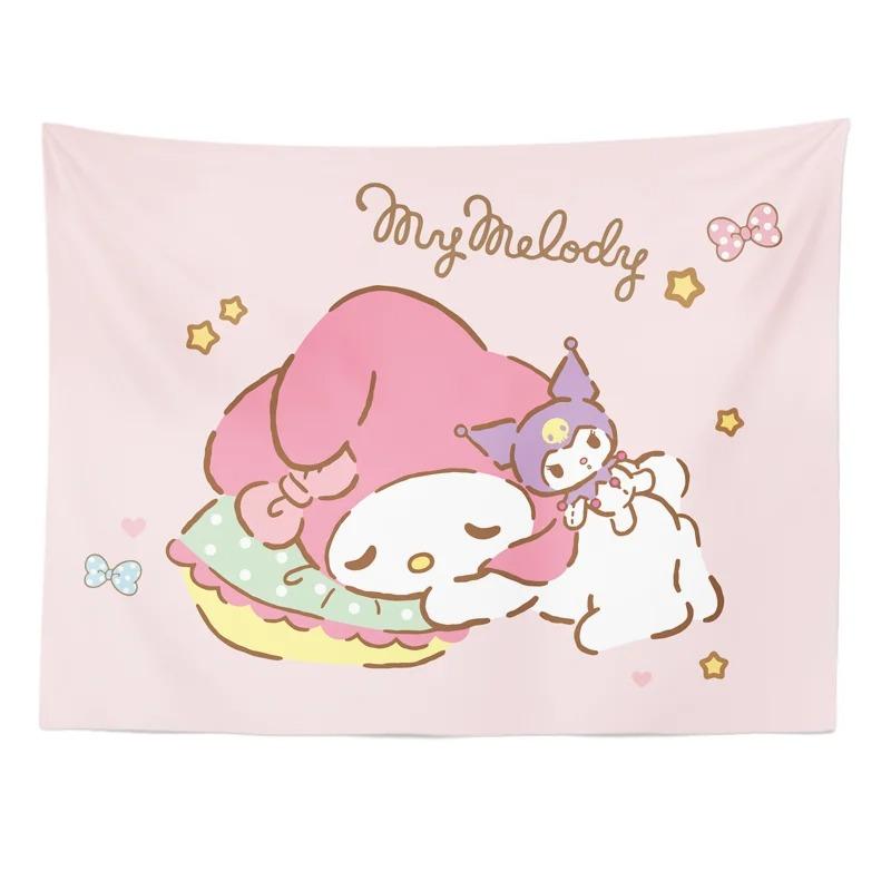 Sanrio Melody Rabbit Cartoon Hanging Cloth Background Cloth Bedroom Headboard Tapestry Living Room Tapestry Tapestry Wall Hangin