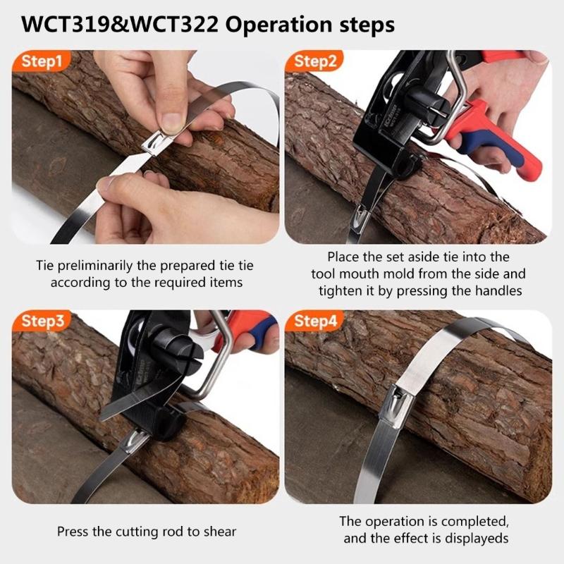Cable Tie Fastener Stainlesss Steel Cable Tie Guns Metal Zips Tie Tightener for Fastening & Trimming Easy To Use
