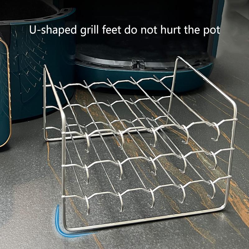 Air Fryer Skewer Stand Vertical Multi-Pin Stainless Steel Bbq Holder Air Fryer Accessories Skewers For Grilling Kitchen Tools