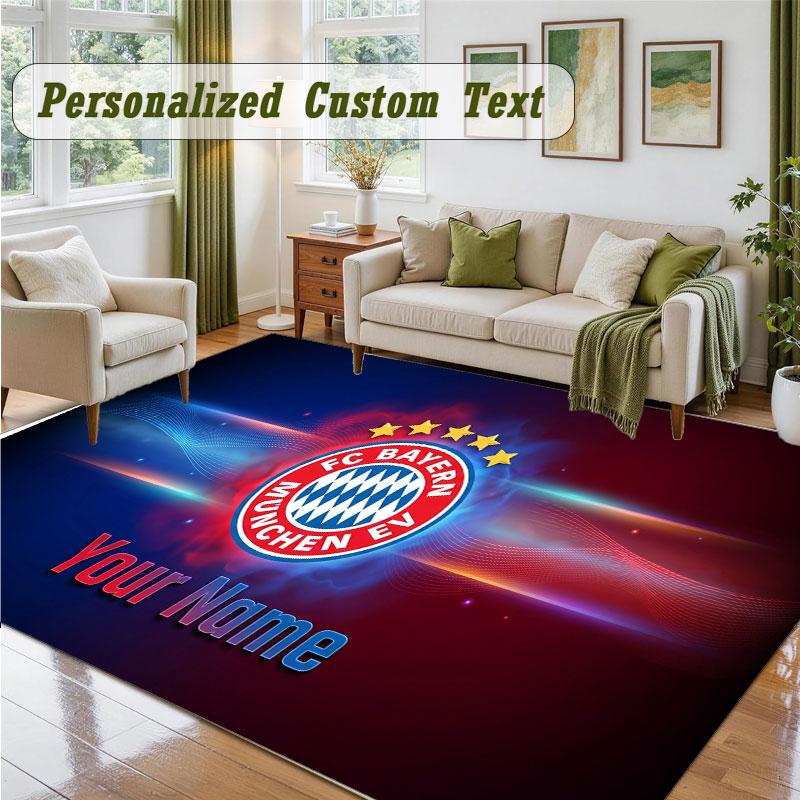 Crystal Velvet Square Rug Custom NameBayern Munich Pattern Non Slip Home Floor Decor Rug