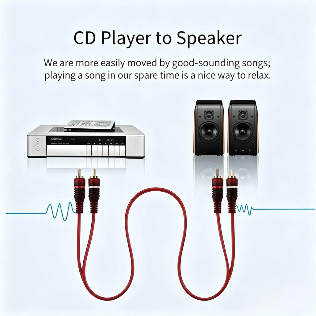 Studio Audio Cable Red 1.5/3/5m, Dual RCA Male To 6.35mm 1/4" TRS Gold-Plated Balanced for Amp Speaker