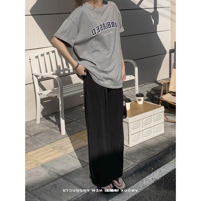 

Cuprammonuium Thin Drape Casual Cool Wide-Leg Pants Black L [45.00 kg-57.50 kg]]