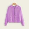 Women Casual Long Sleeve Zipper Pocket Shirt Hooded Sweatshirt Tops