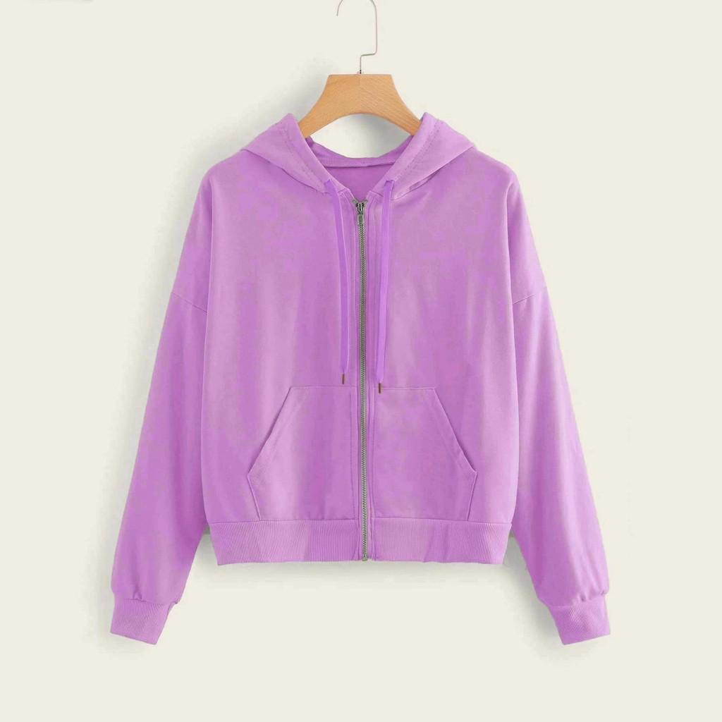 Women Casual Long Sleeve Zipper Pocket Shirt Hooded Sweatshirt Tops