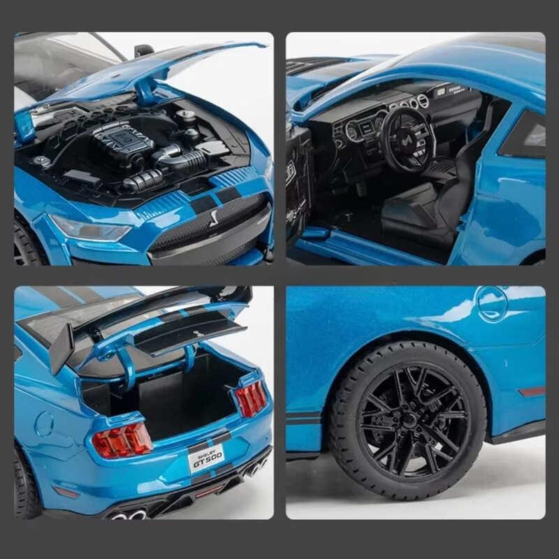 Stor størrelse 1/18 Fullskala Mustang GT500 legering støpt sportsbilmodell 4 dører åpningsbar metall kjøretøy Barn gutt leketøy gave display ornamenter