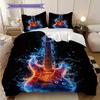 Guitar Pattern Bedding Quilt Set Quilt Cover Pillowcase Home Decoration Birthday Gift (1 * duvet cover + 2 * pillowcase, without core)