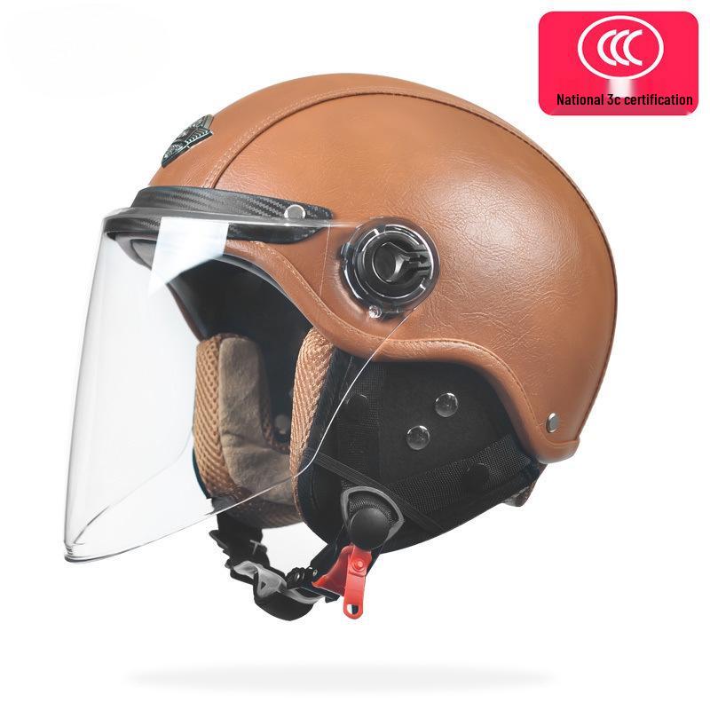 Men's & Women's Retro Electric Motorcycle Helmet - Universal Four-Season Half Helmet