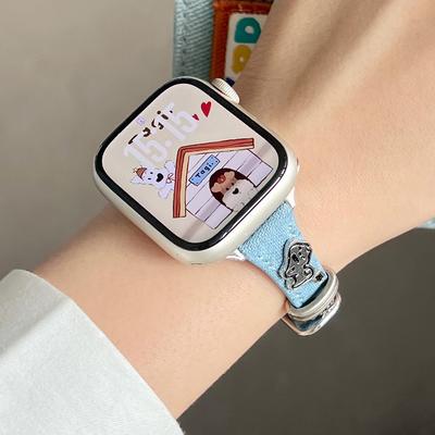 Watch Band for Apple Watch Series 11 10 42mm/9 8 7 41mm/SE3 SE2 SE 6 5 4 40mm/3 2 1 38mm Puppy Decor Denim Strap