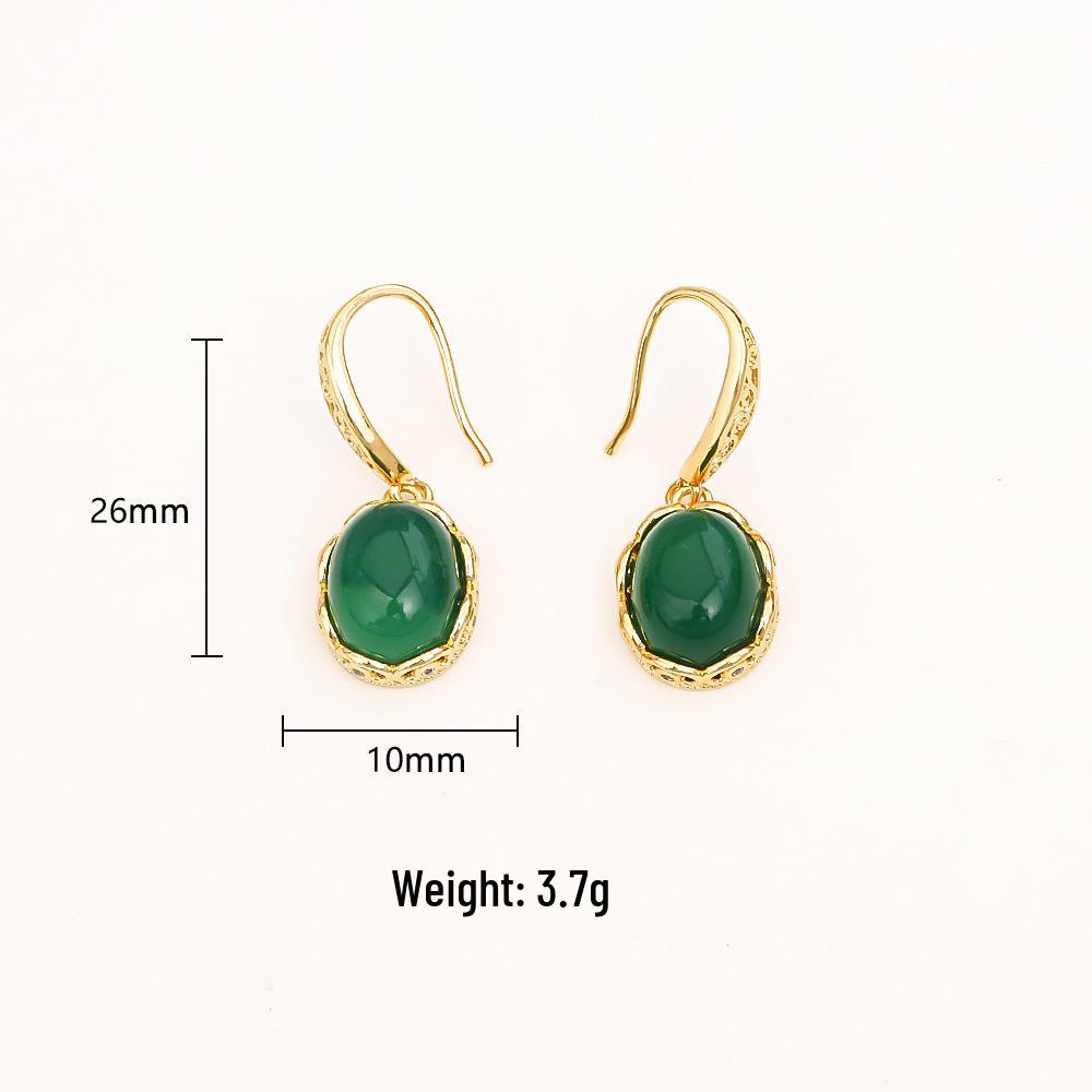 Elegant Gold-Plated Natural Stone Earrings for Women - Fashionable Autumn/Winter Style