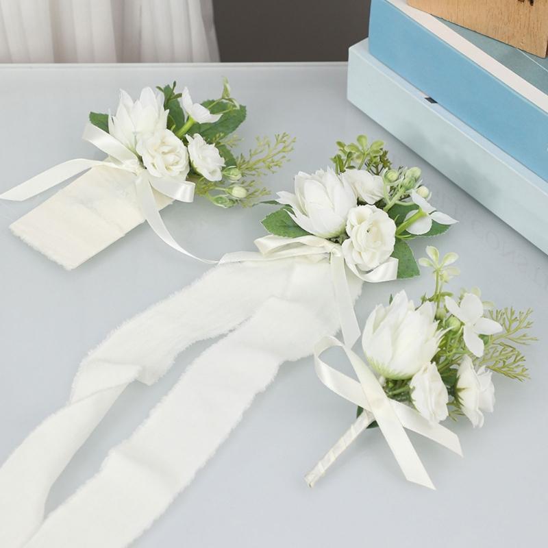 Unique Wrist Corsage Wedding Boutonniere Girl Bracelets Pin Ridesmaid Flower Elegant Boutonniere for Weddings