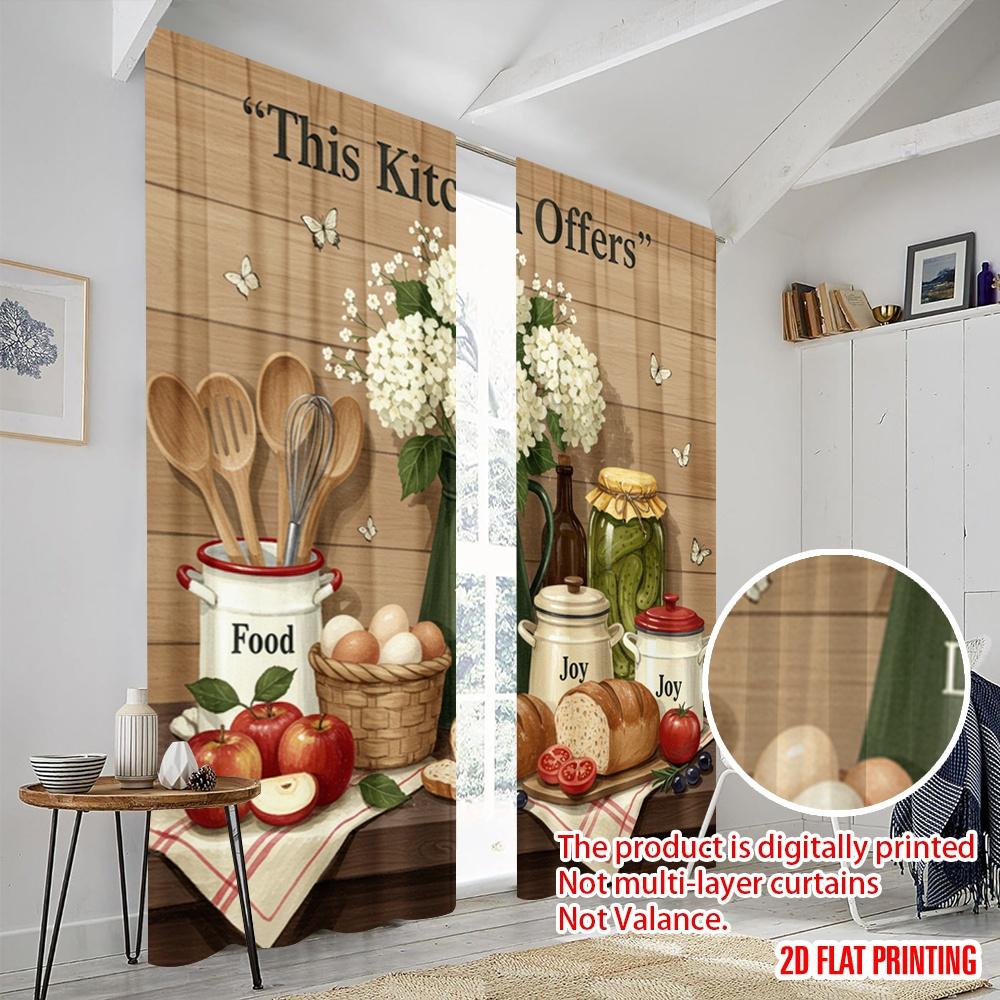 2 Stück 2D Flachdruck Vorhänge Küche Essen Liebe Freude Stoff Ohne Strom 0 für Wandkunst Partydekoration