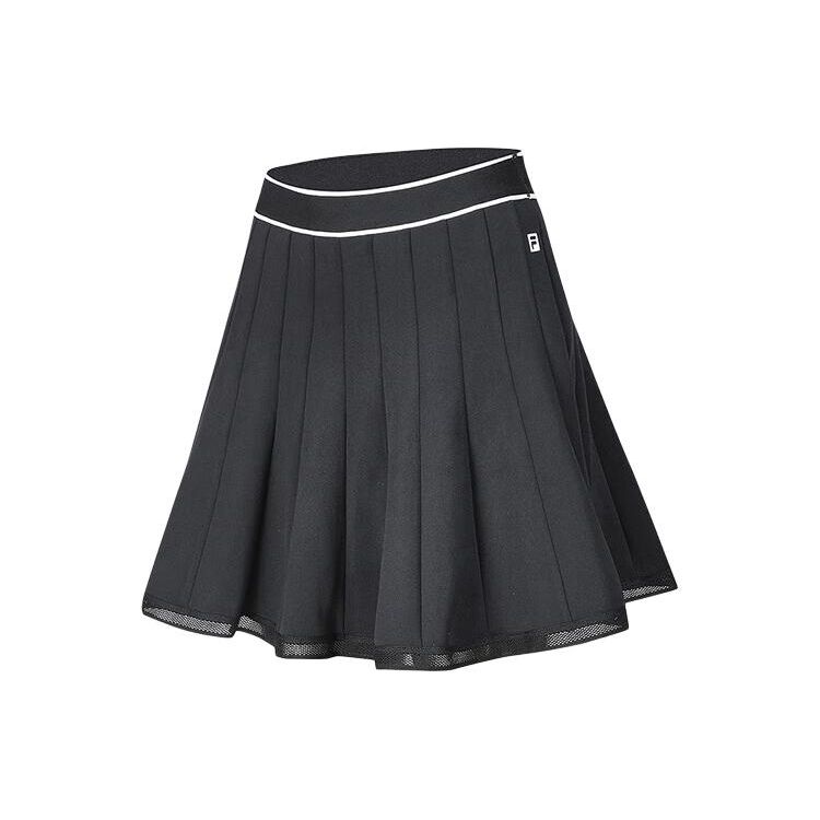 

FILA Golf Series SS24 Color Block Mid Waist Loose Pleated Knit Casual Skirt Women skirts Deep-Black A11W415304F-BK M