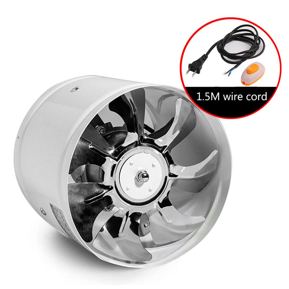 4/6 inç Egzoz fanı 4“6” Mutfak Banyo İçin Hava Vantilatörü Mini Aspiratör 1.5M kablolu Metal Boru Kanal Fanı 110V 220V