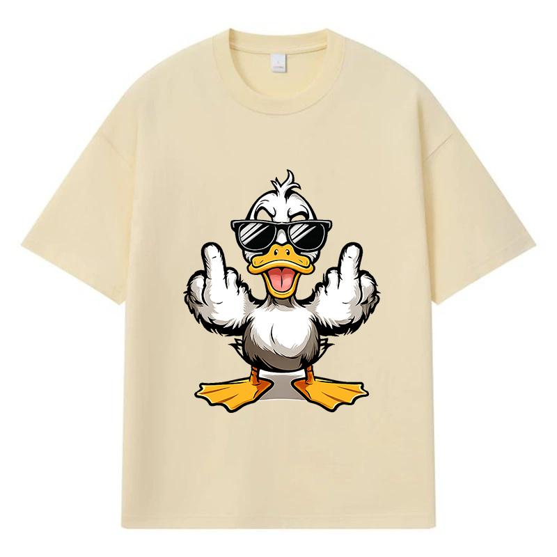 2026 Cool Duck Pattern Streetwear Y2k Harajuku Men Women Clothes 100% Cotton T Shirt Casual Oversized Summer Men T-shirt