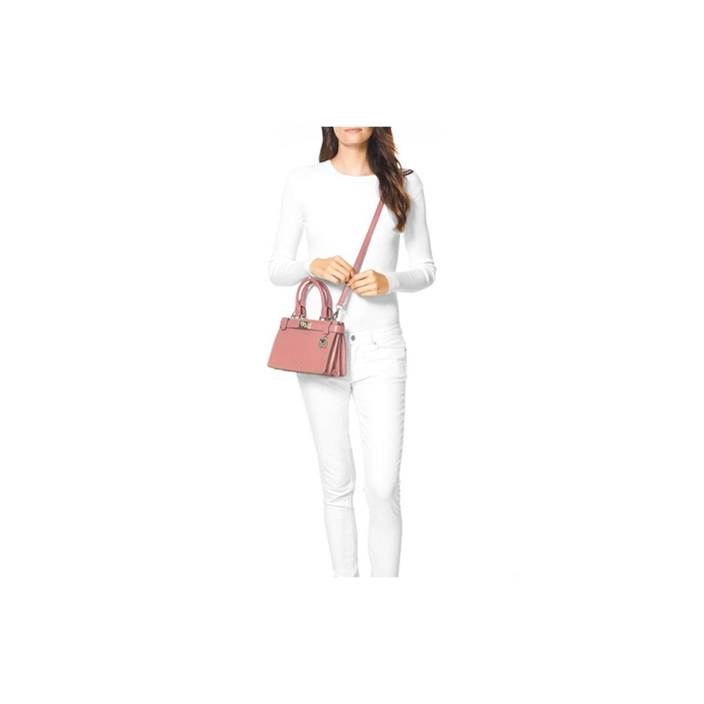 Michael Kors Tatiana Minimalist Solid Color Elegant Lock Open Tote Shoulder Crossbody Bag Women bags Rose-Pink 30H8TT0S5K-ROSE
