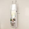 Jewelry Mirror with LED Light Jewelry Cabinet Wall or Door Mounted with Lock Full Mirror White