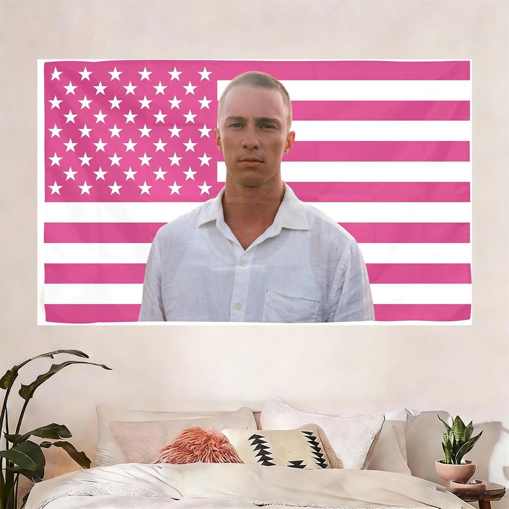 R-Rafe Cameron Outer Banks Pink American Flag Tapestry, Aesthetic Wall Hanging, Room Decor For Obx Fans