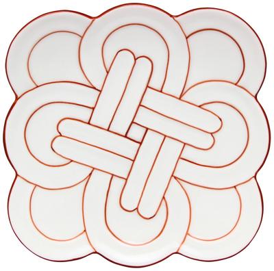 24to3 Nishitomi Ceramics Arita Ware Plate Takiyo Kiln Kissho Knot Mein Plate Plate Dish Serving Plate Diameter Approximately 13cm Red Welcome Spring