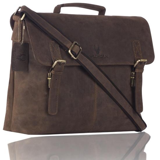 WildHorn Leather 15 inch Laptop Bag for men I Office Bags I Travel Bags I Casual Bags (Brown)