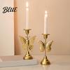 Retro Metal Candlestick Vintage Candle Holder Romantic Dinner Table Centerpiece Home Accessories Aged Texture Decor for Wedding Party and