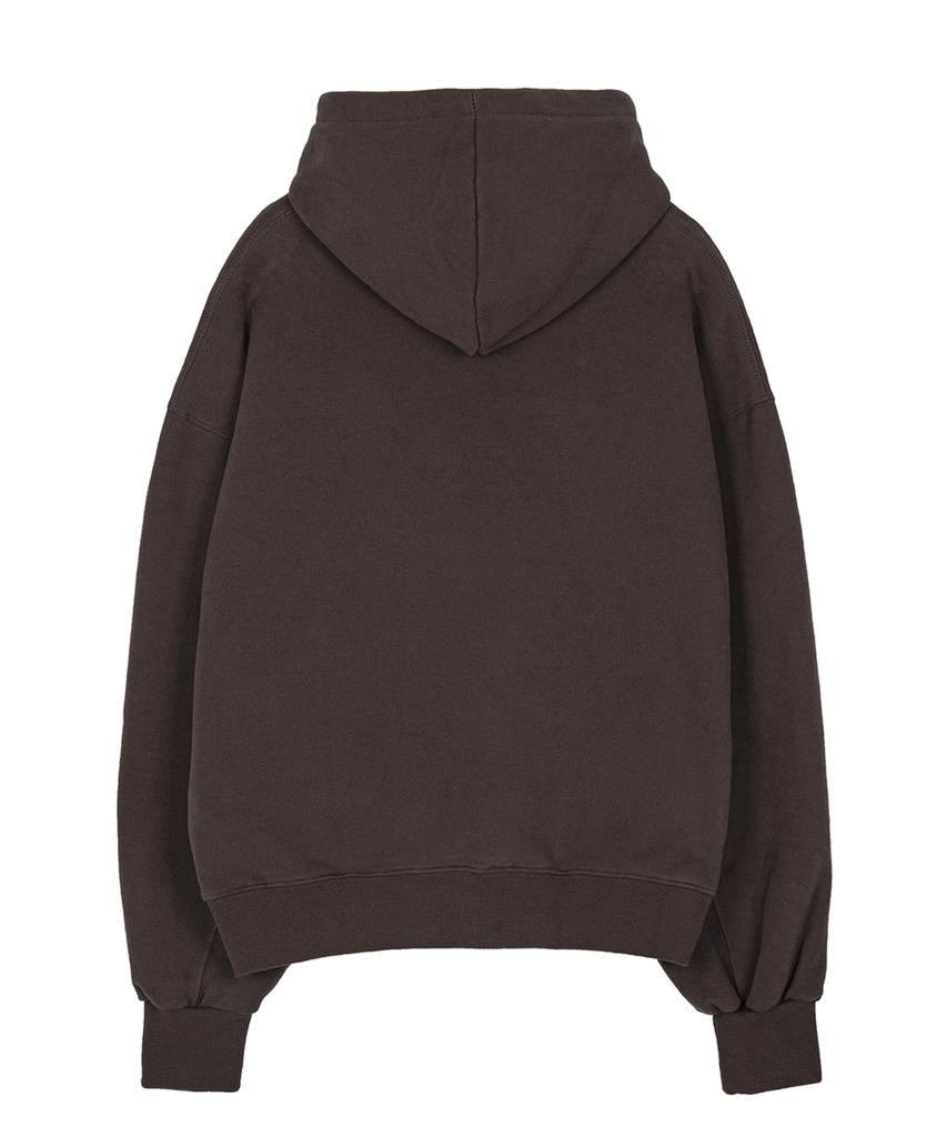 Peach Skin Balloon Over Hoodie - Chocolate Brown