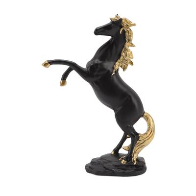 Horse Sculpture Ornament Decorative Auspicious Wealth Craft Resin Standing Horse Statue for Cabinet