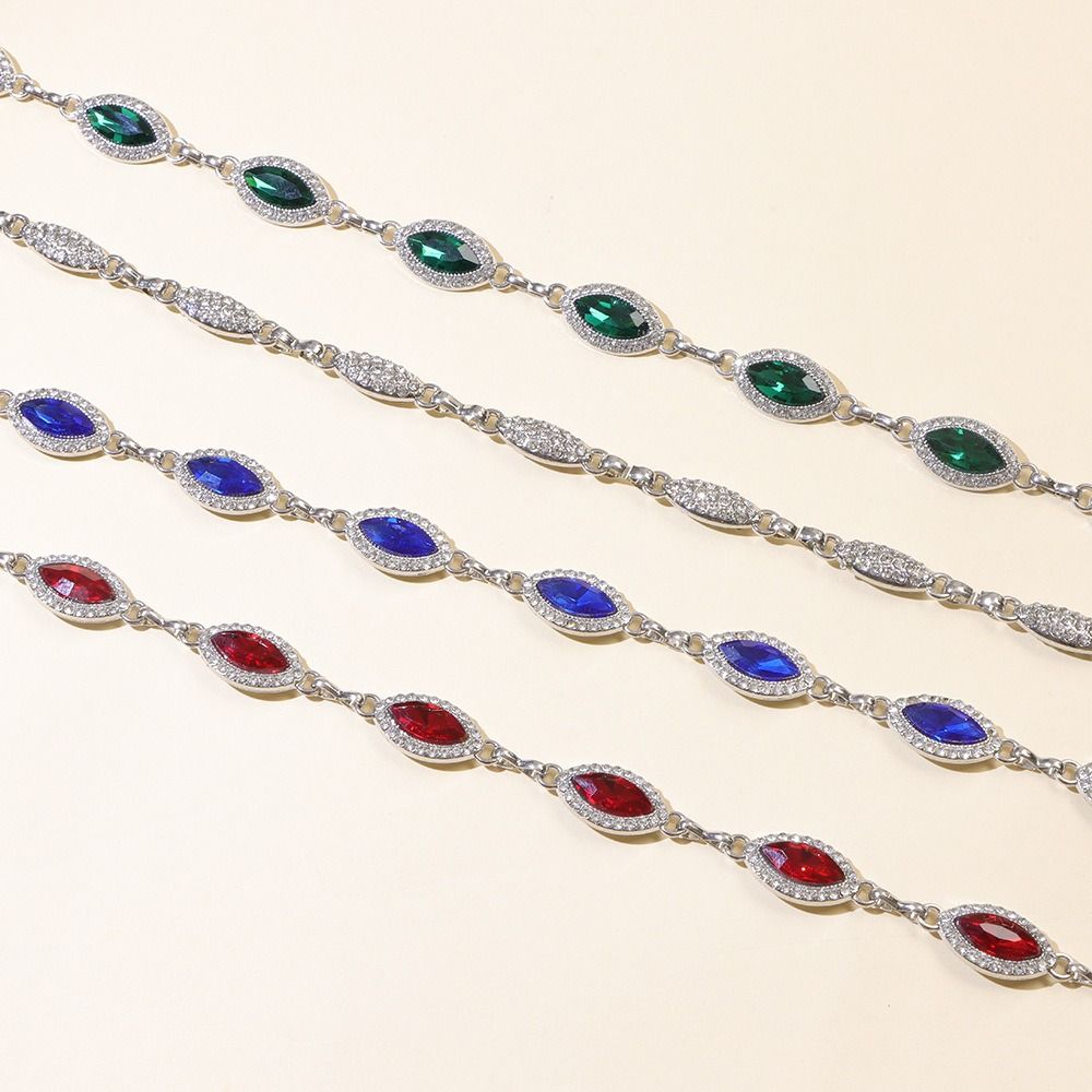 Metal Colorful Crystal Waist Chain Silver Y2K Waistband Rhinestone Belly Belts Decorative Jeans