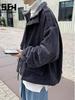Herren Cord Baumwolljacke im Hongkong-Stil mit warmem Lammwollfutter und Stehkragen