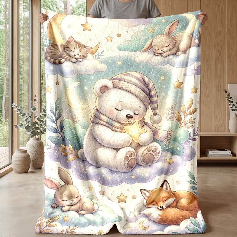 Rural Farm Animals Theme Blanket Lightweight Warm Flannel Blanket Decorative Throw Blanket for Home Decoration