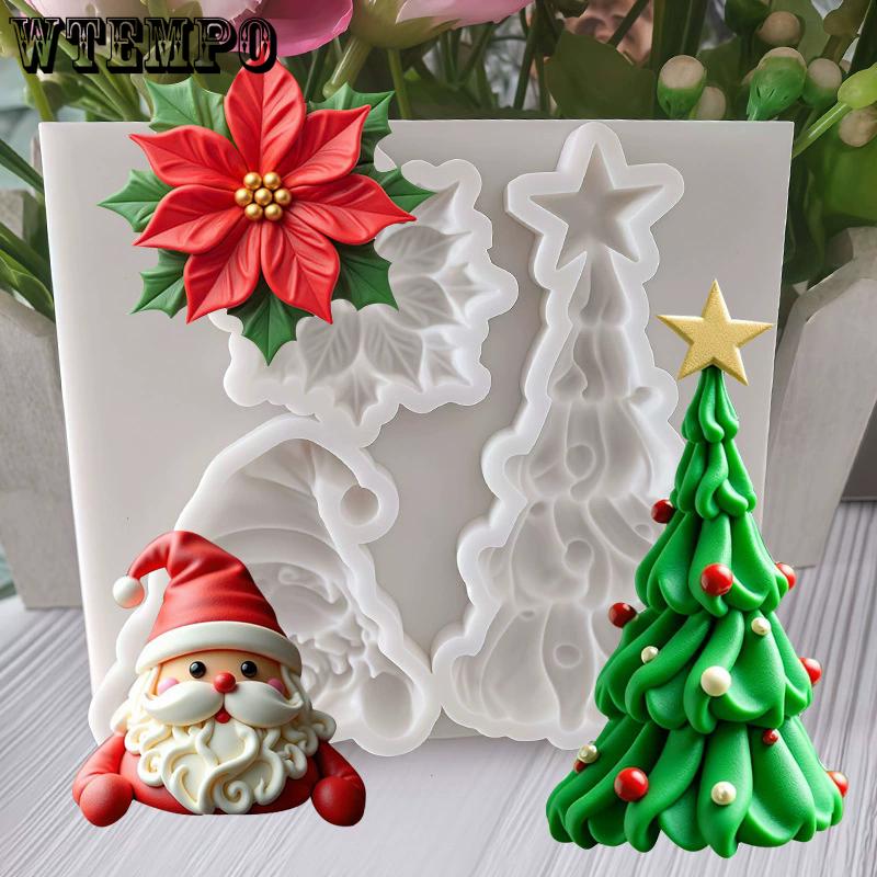 WTEMPO DIY Creative Christmas Silicone Molds Christmas Series Theme Pattern Design Molds Festival Decorations Making Molds Easy To Demold and Reusable