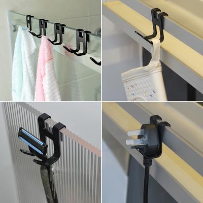 2Pcs Bathroom Glass Door Hanger, No Nail Installation, Suitable for Frameless Glass, Hanging Razors, Bath Balls, Plugs, Space-Saving Towel Hangers