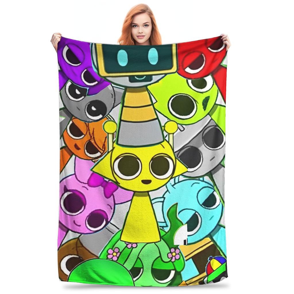 Incredibox Sprunki Game Blanket Fleece Spring/Autumn  Portable Warm Throw Blanket for Home Outdoor Plush Thin Quilt