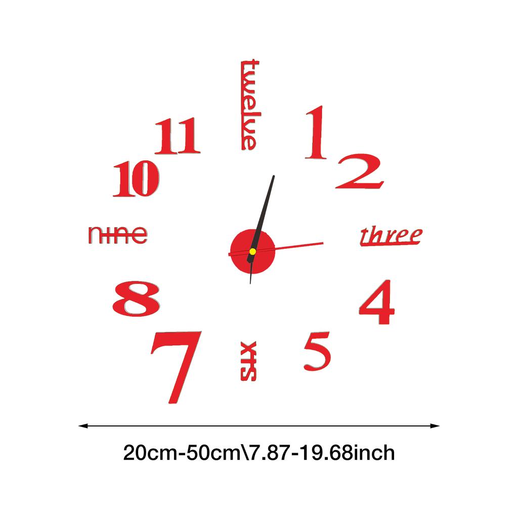 Frameless DIY Wall Clock Wall Clock For Room Decor Creative Fashion Digital 3D Acrylic Wall Clock Decor Sticker DIY Clock Kit