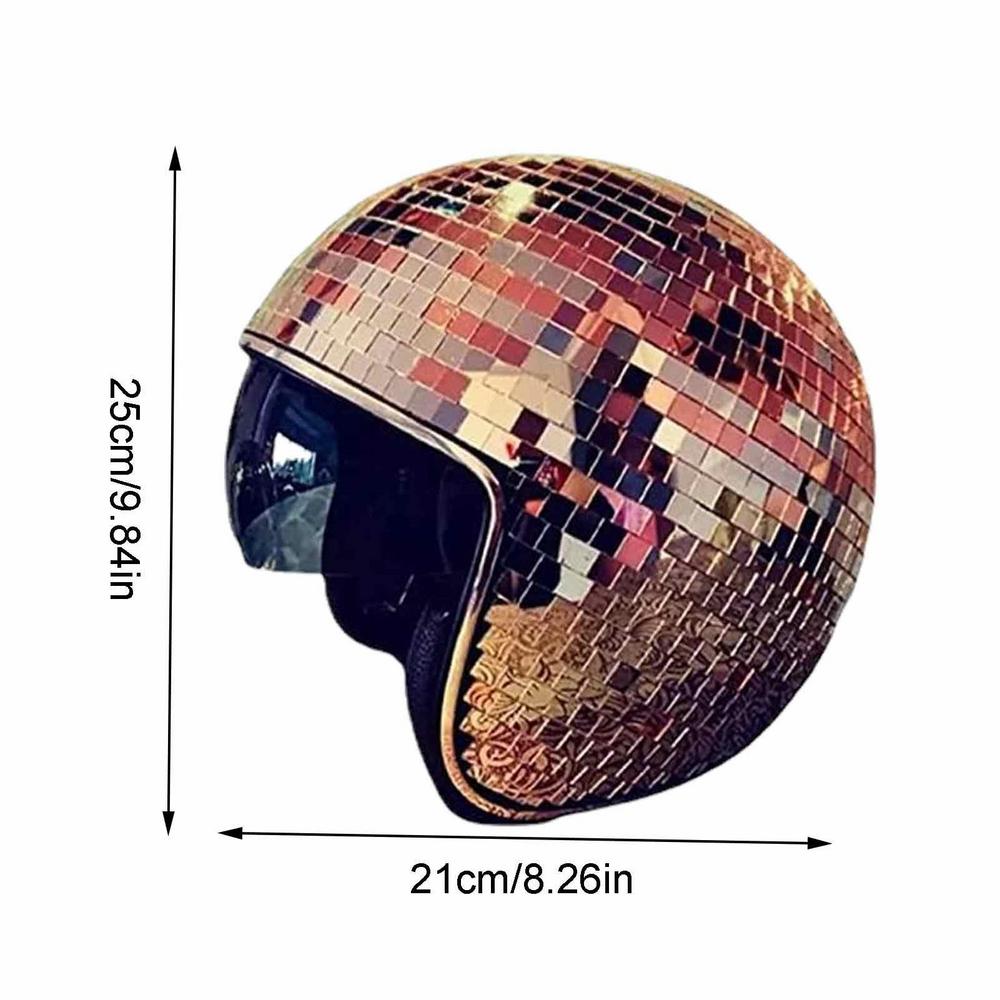 Classic Disco Ball Helmet Mirror Glitter Ball Helmets Hat For Club Bar Party Full Glass Reflective Motorcycle Helmets For Cowboy