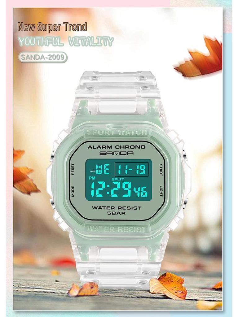 Sanda Transparent Strap Multifunctional Luminous Waterproof Sports Watch