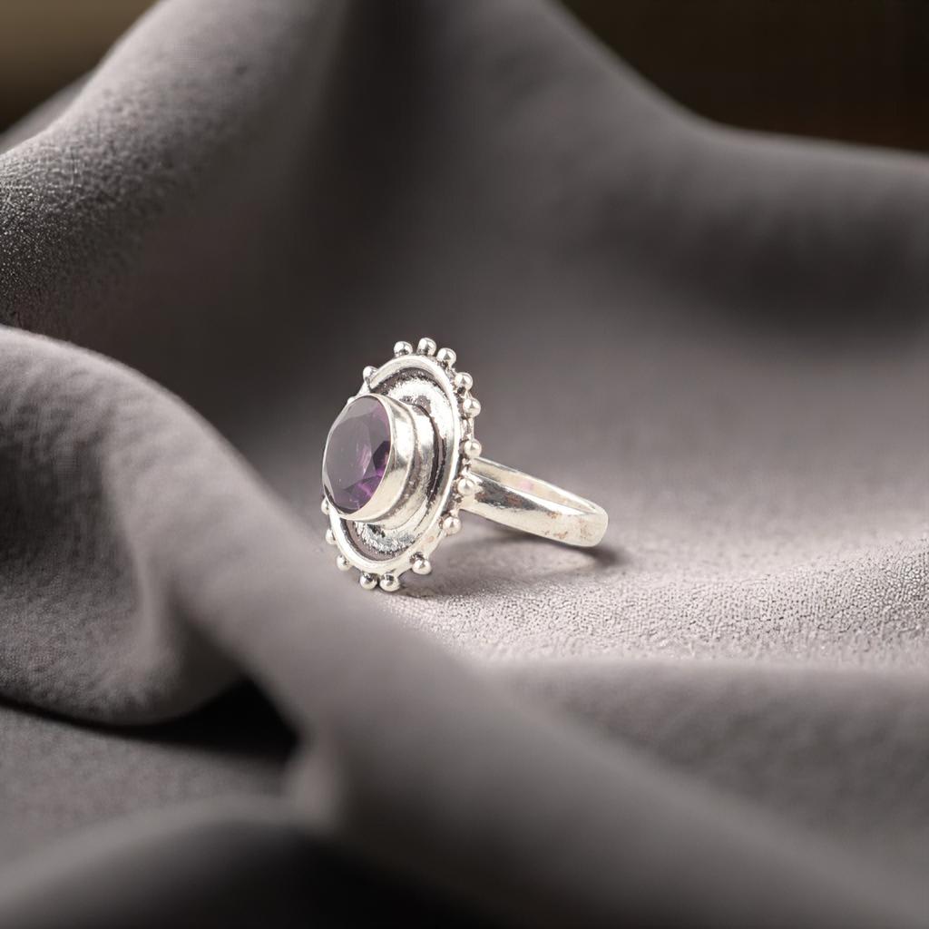 Amethyst Gemstone 925 Sterling Silver Jewelry Handmade Partywear Ring For Women RR-49-16