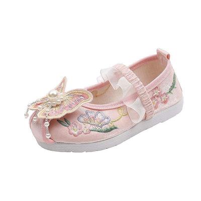 Hanfu-Schuhe im antiken Stil für Mädchen: Herbst/Winter Bestickte, Handgefertigte Alte Pekinger Stoffschuhe im Traditionellen Chinesischen Design für Babys & Kinder.
