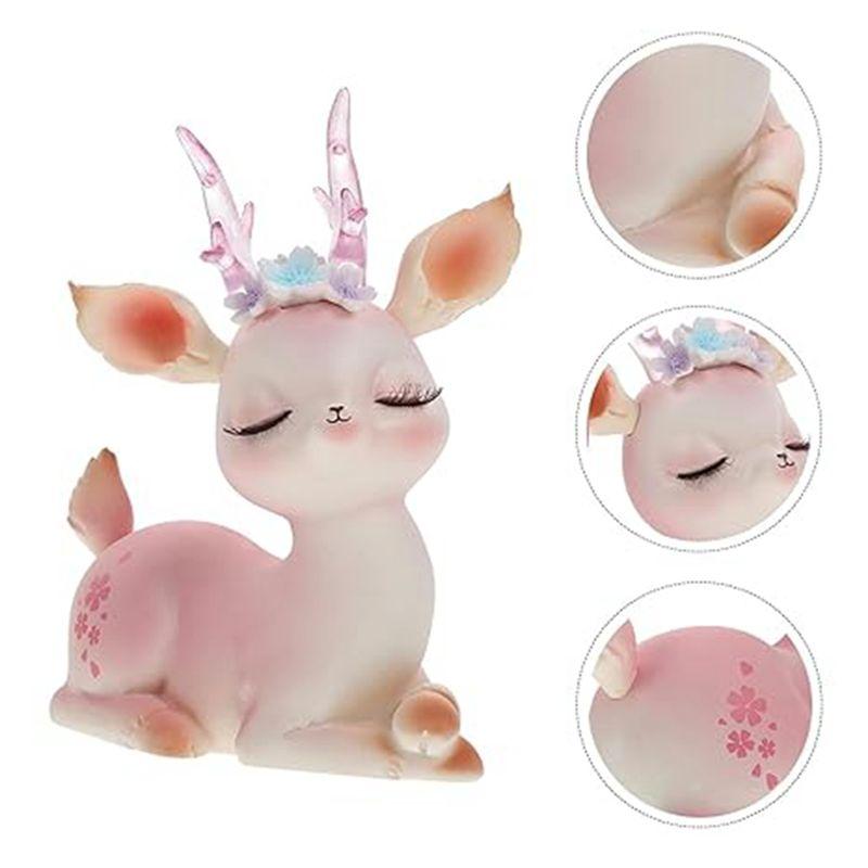 AEE4-Deer Figurines Miniature Deer Family Figures Mini Reindeer Statues Desktop Ornament For Gifts Home Office Car Decor