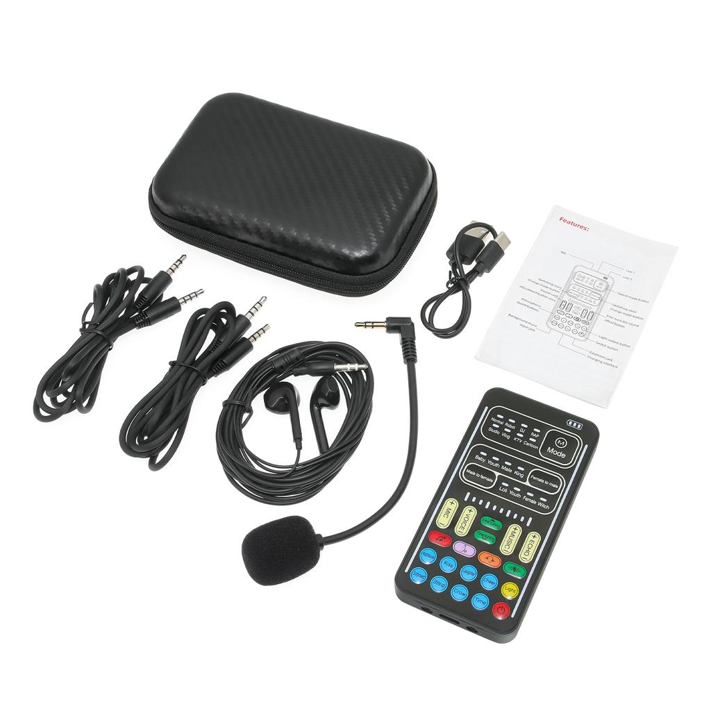 i9 Voice Changer With Earphone With Microphone Mini Sound Card Audio Effect Bluetooth-Compatible Live Sound Cards Voice Tool